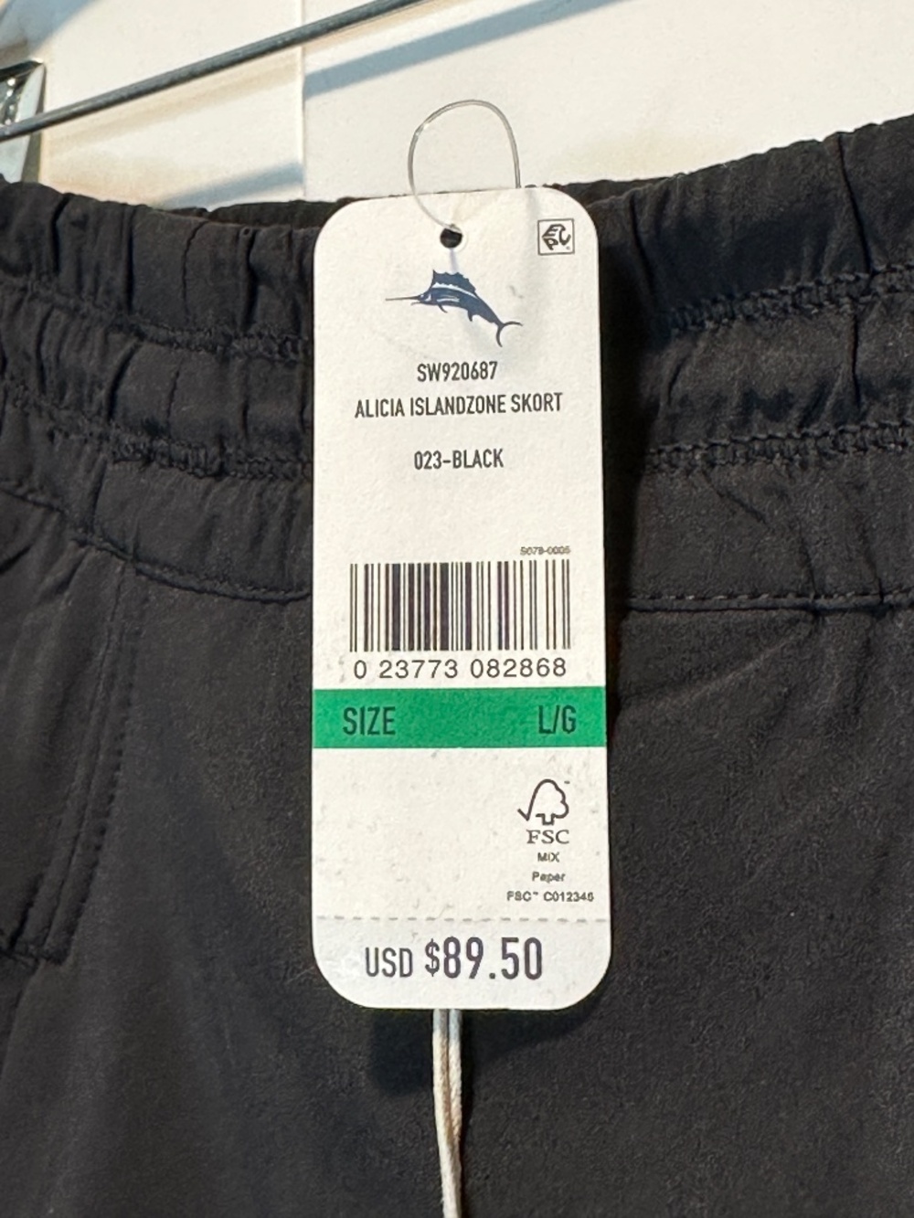 Tommy Bahama Alicia IslandZone Skort Black Wicking Pockets Tennis Sz L NWT - Picture 2 of 8